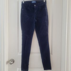 Blue suede high-waisted jeans